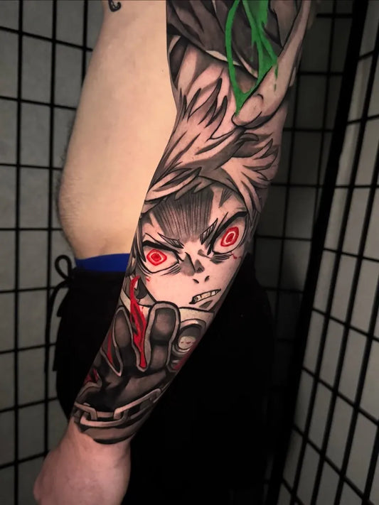 Big Anime Sasuke Uchiha on Men Arm Tattoo by @jrd.ink