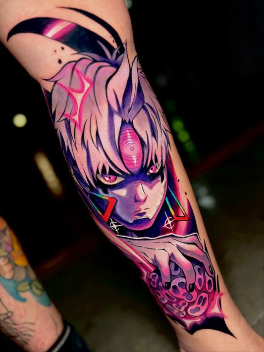 Big Anime Style Demon Girl on Men Arm Tattoo by @ale.rivz