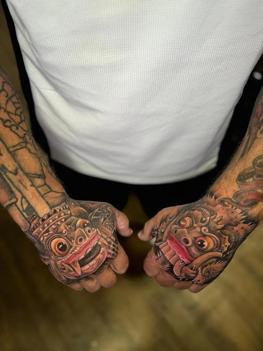 Big Balisaurus Hands on Men Hands Tattoo by @madefuckerink