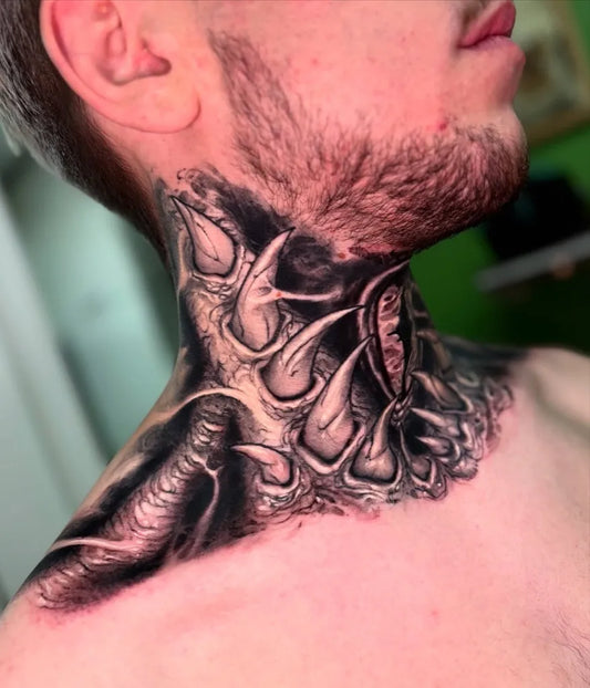 Big BioOrganic Claws Tentacles on Men Neck Tattoo by @benhurleite