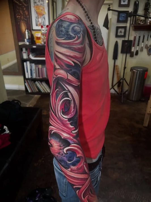 Big Biomechanical ArmSleeve Tattoo on Men Upper Arm by @tymcewen