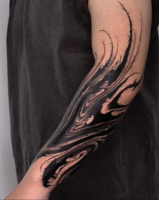Big Black Ink Swirls on Men Forearm Tattoo by @wekid_impastotattoo