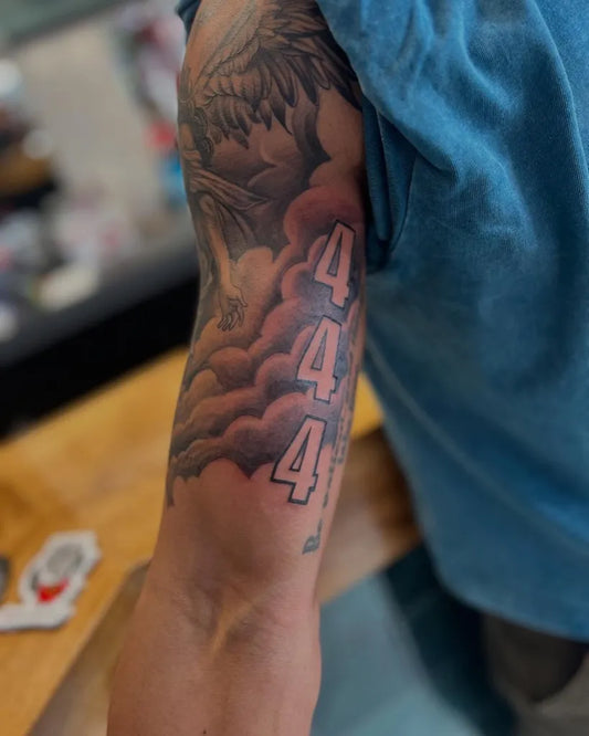 Big Black and Grey Dragon Clouds 444 on Men Arm Tattoo by @tattoobart147