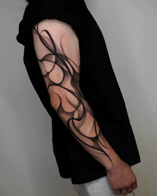 Big Blackwork Abstract Swirls on Men Arm Tattoo by @tattooist_mate