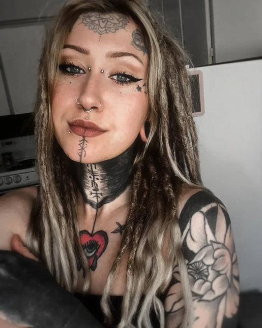 Big Blackwork Mandala on Women Face Tattoo by @hannahbruner_