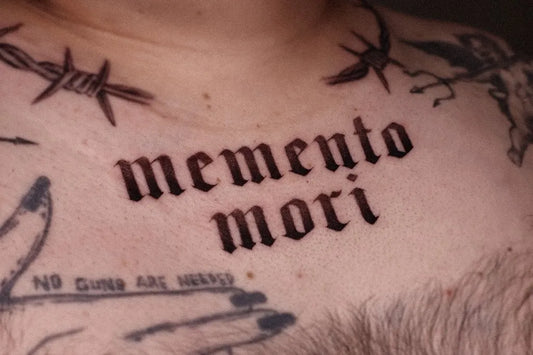Big Blackwork Memento Mori Barbed Wire on Men Chest Tattoo by @sagextattoo