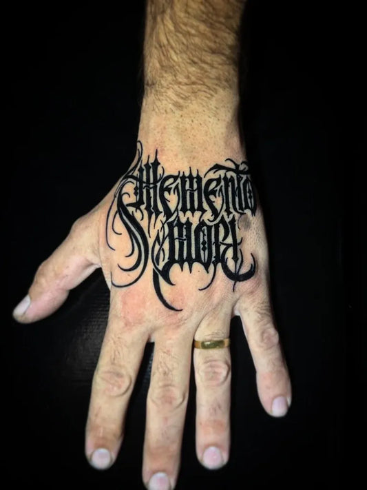 Big Blackwork Memento Mori on Men Hand Tattoo by @maffratattoo