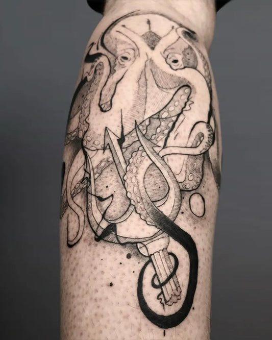 Big Blackwork Octopus Tattoo on Men Arm by @halitozmisili