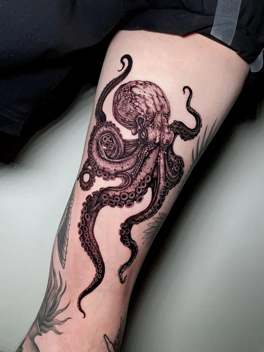 Big Blackwork Octopus Tattoo on Men Arm by @nizi_tattoo