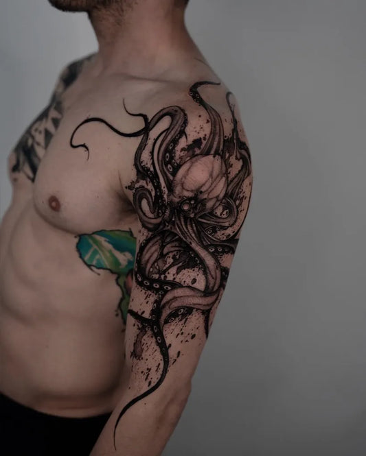 Big Blackwork Octopus Tattoo on Men Shoulder by @bgxgrim