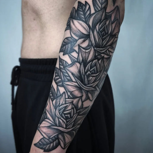Big Blackwork Roses on Men Arm Tattoo by @tattooistganzy
