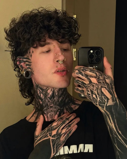 Big Blackwork Tendrils on Men Neck Forearm Tattoo by @nicodiansk