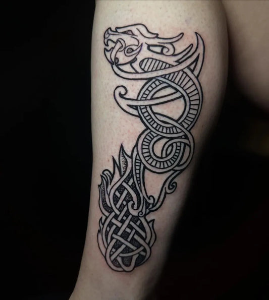 Big Celtic Dragon Tattoo on Men Arm by @clarkemickey