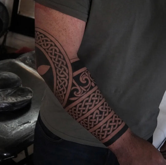 Big Celtic Knot Work Tattoo on Men Arm by @marleycessford