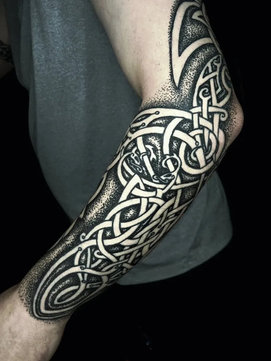 Big Celtic Knotwork Tattoo on Men Arm by @mike.lopez_tattoo