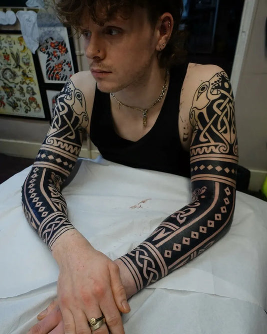 Big Celtic Knotwork Tattoo on Men Arms by @thenordictattoo