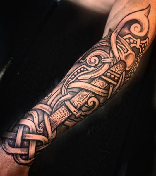 Big Celtic Knotwork and Sword Tattoo on Men Arm by @anarchyinkaustralia