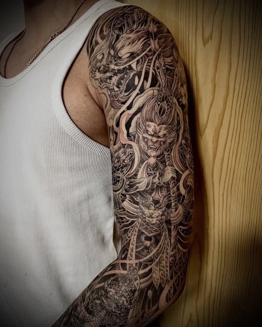 Big Chinese Sun Wukong Monkey King Tattoo on Men Arm by @pat.aiko