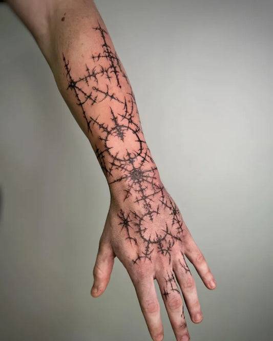 Big Cyber Sigilism on Men Arm Tattoo by @tattoo_by_veru