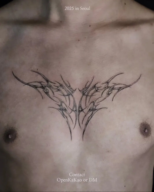 Big Cyber Sigilism on Men Chest Tattoo by @recta_tattoo