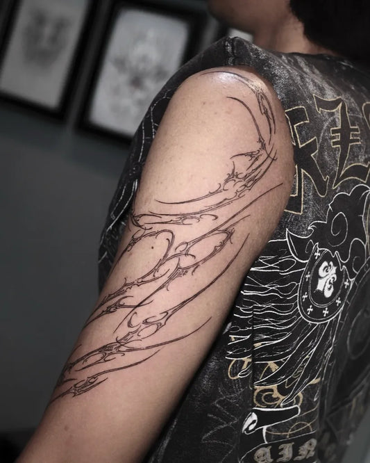 Big Cyber Sigilism on Women Arm Tattoo by @beii.tattoo