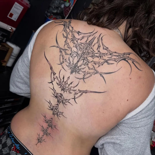 Big Cyber Sigilism on Women Back Tattoo by @trentcastellano