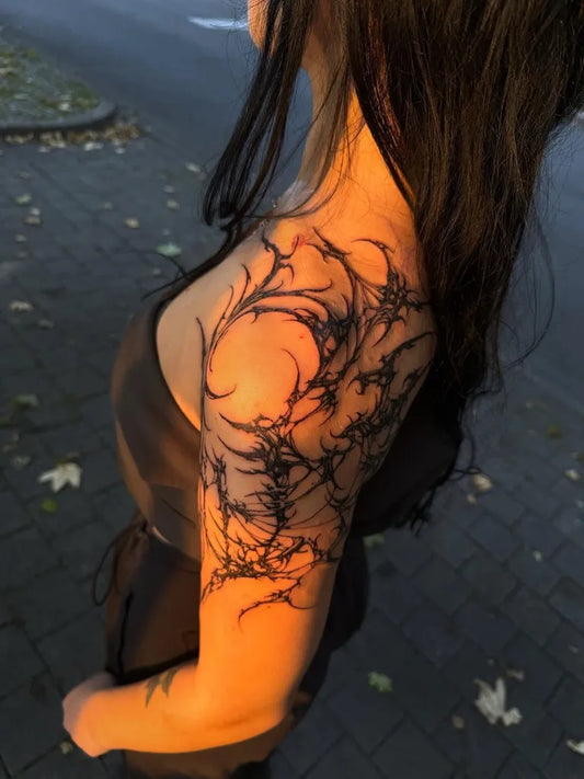 Big Cyber Sigilism on Women Shoulder Tattoo by @mateosalinas__