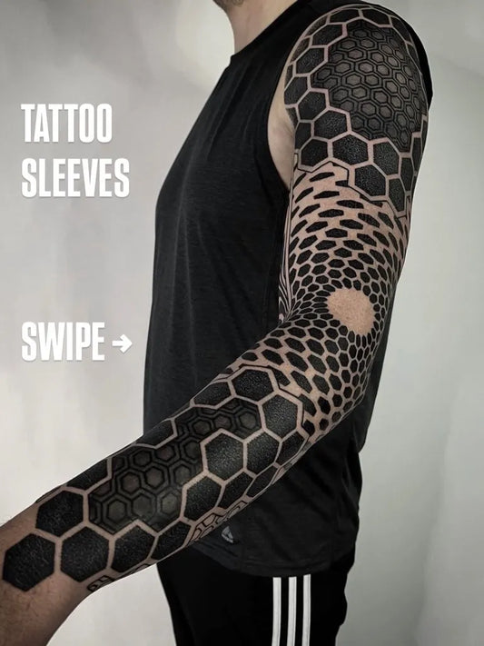 Big Dotwork Hexagon Pattern Spiritual Tattoo on Men Arm by @n.e.e.n.o