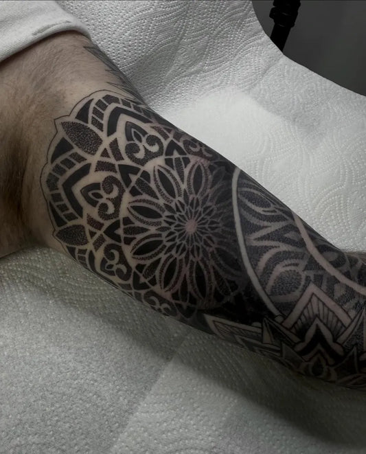 Big Dotwork Mandala Tattoo on Men Arm by @wellertattoos
