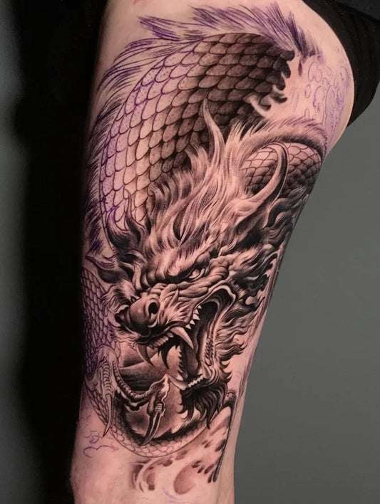 Big Dragon on Men Arm Tattoo by @dani_moreno_garcia