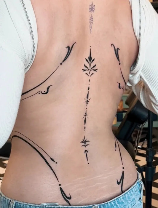 Big Floral Mandala Spine on Women Tattoo by @artufie