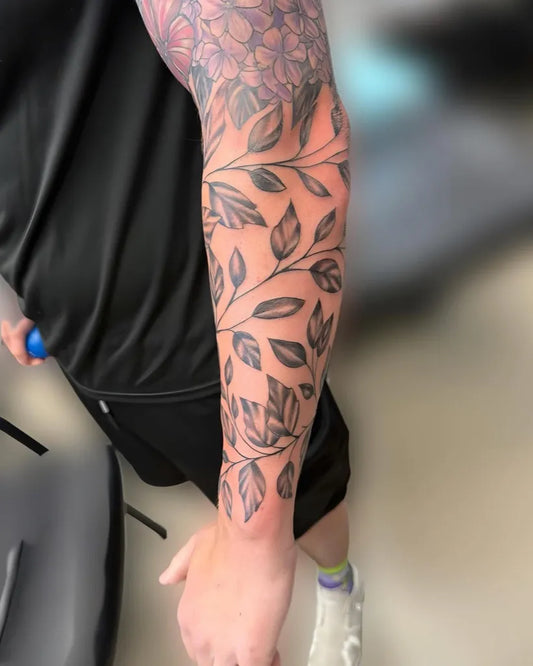 Big Floral Sleeve Men Forearm Tattoo by @tattoosbyjennie