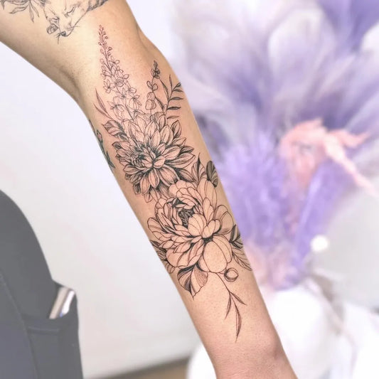 Big Floral Sleeve on Women Arm Tattoo by @zezitattoo