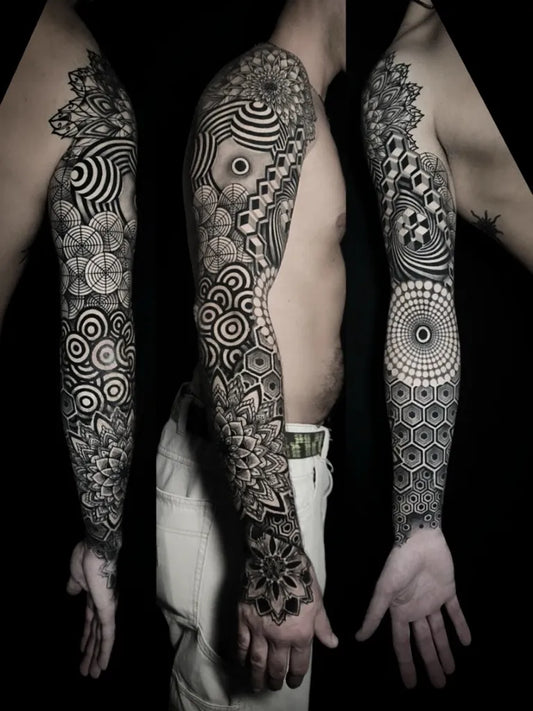 Big Geometric Mandala and Sacred Geometry on Men Arm Tattoo by @fabio.pili_tattooartist