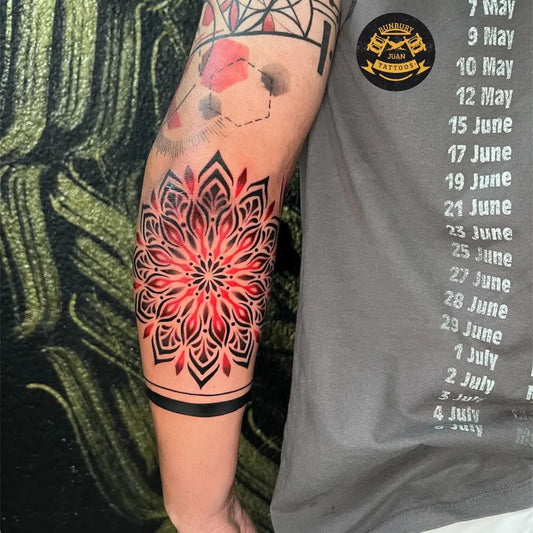 Big Geometric Mandala on Men Forearm Tattoo by @bunburyjuantattoos