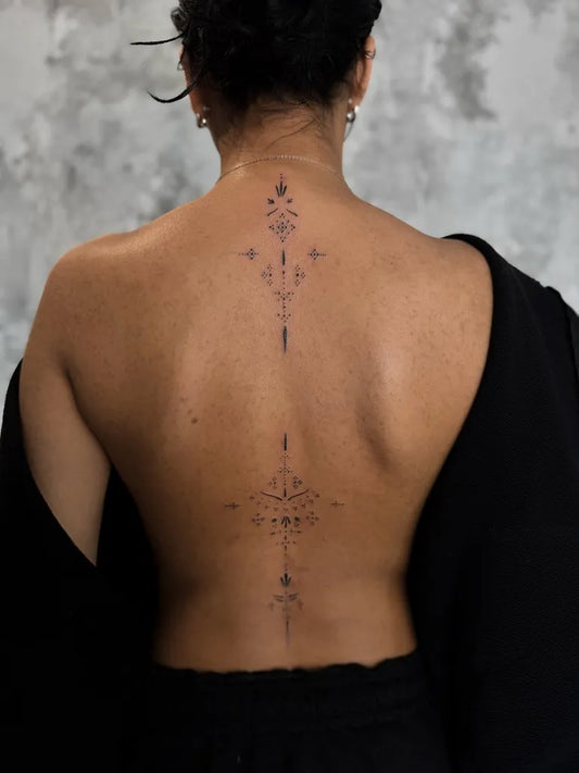 Big Geometric Mandala on Women Back Tattoo by @dzierzak.ink