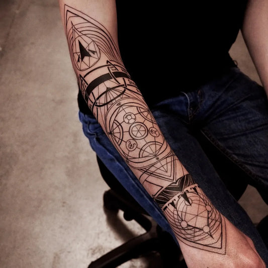 Big Geometric Sacred Geometry Mandala on Men Arm Tattoo by @chrisxutattoo