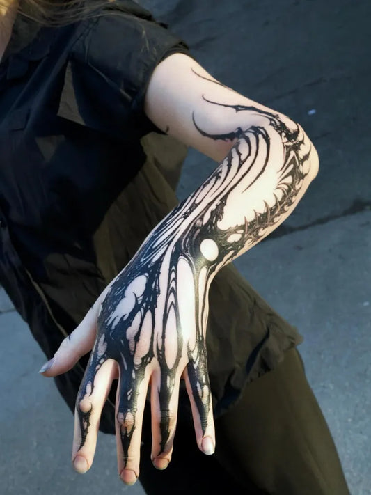 Big Gothic BlackVeins Tattoo on Women Arm by @mateosalinas__
