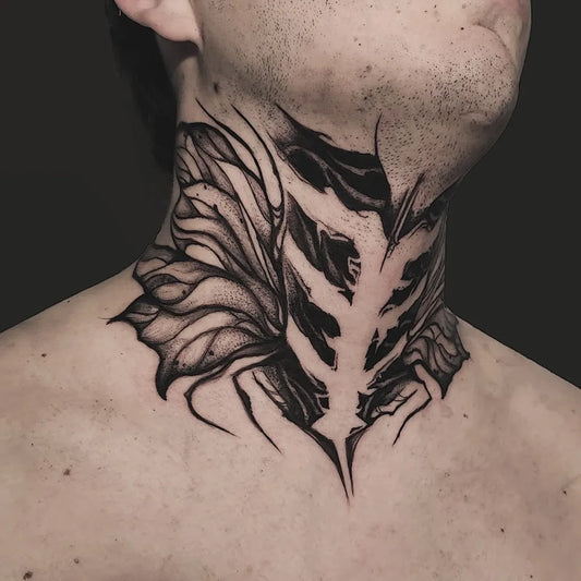 Big Gothic Floral Mandala on Men Neck Tattoo by @chadaverous