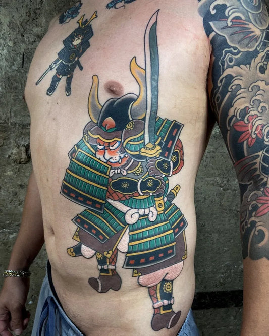 Big Irezumi Samurai Armor Tattoo on Men Torso by @dsmnd.chan