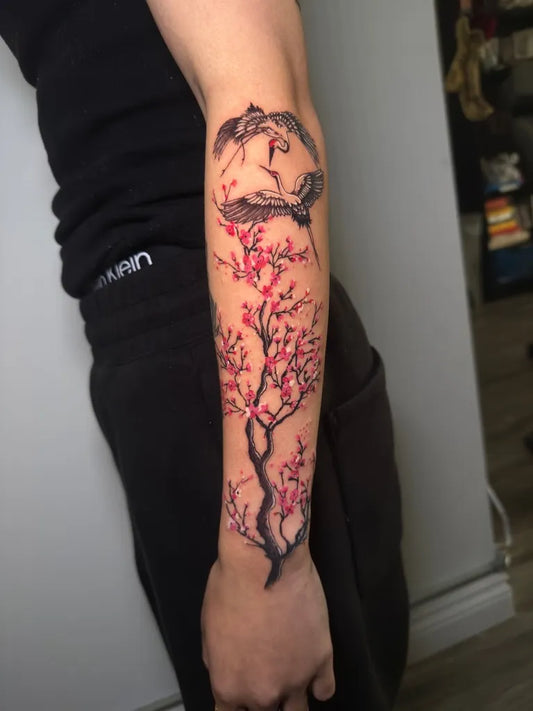 Big Japanese Cherry Blossom on Men Arm Tattoo by @j.shin_tattoo