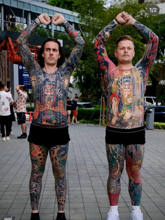 Big Japanese Demons and Dragons on Men Full Body Tattoo by @nick_n2ntattoo