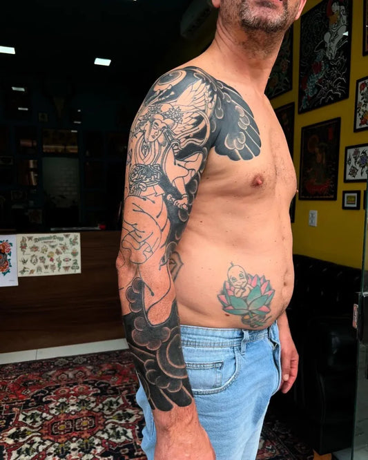 Big Japanese Dragon Wings on Men Arm Tattoo by @matteo.diamonddogs