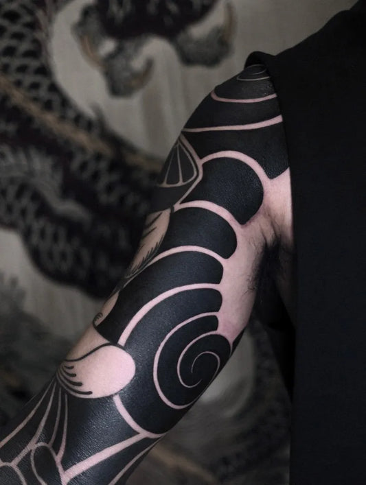 Big Japanese Dragon and Waves on Men Arm Tattoo by @lexi_tattoo