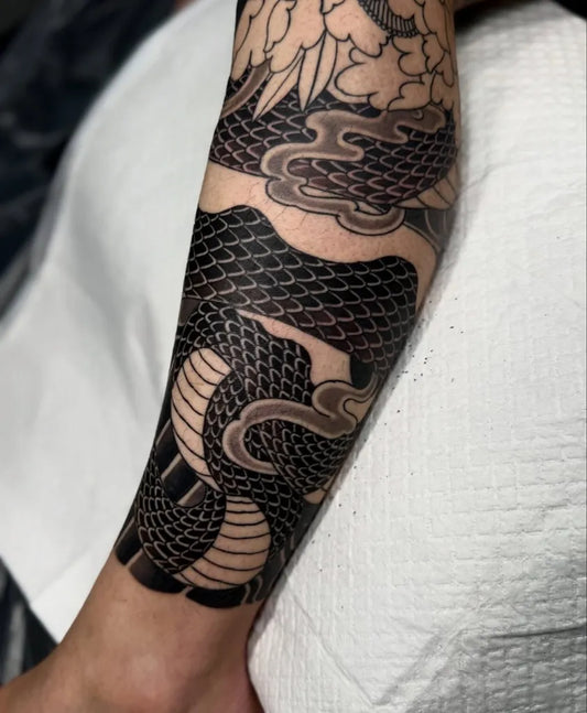 Big Japanese Dragon and Wings on Men Leg Tattoo by @ryuzen_oriental