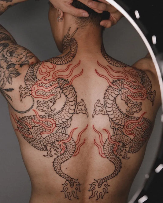 Big Japanese Dragon on Men Back Tattoo by @heis_tw