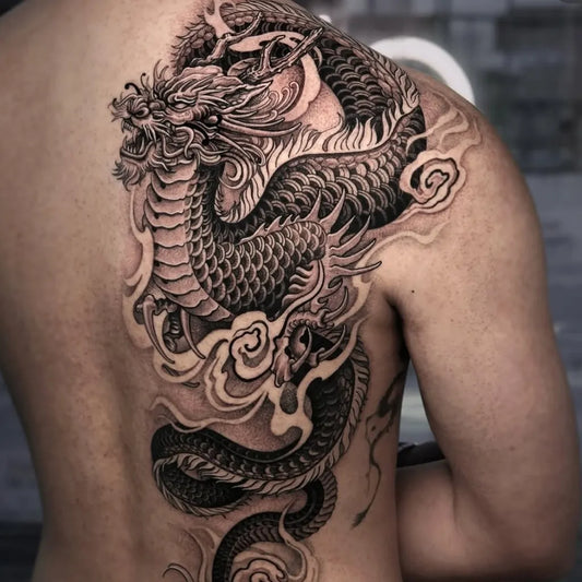 Big Japanese Dragon on Men Back Tattoo by @inkfromasia