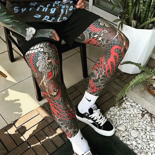 Big Japanese Dragon on Men Legs Tattoo by @irezumidisciples