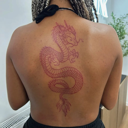 Big Japanese Dragon on Women Back Tattoo by @amyjohnsontattoo