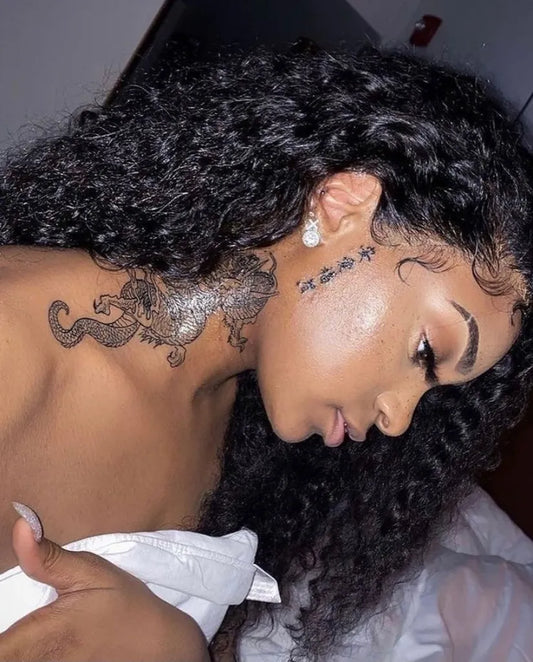 Big Japanese Dragon on Women Neck Tattoo by @onesssbayygurl